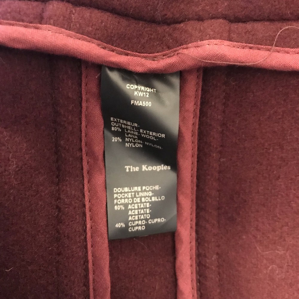 RELISTED The Kooples Maroon Red Pea Coat 36 - Picture 7 of 7